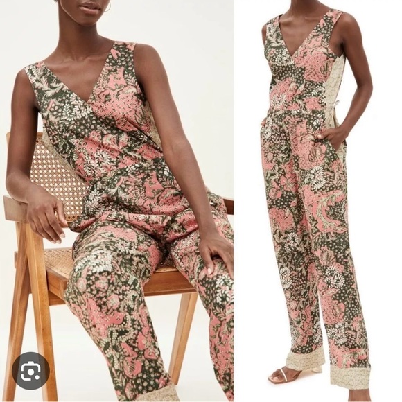 WARM Nico Floral pink and green jumpsuit. Size  M (WARM size 2) - Picture 2 of 5